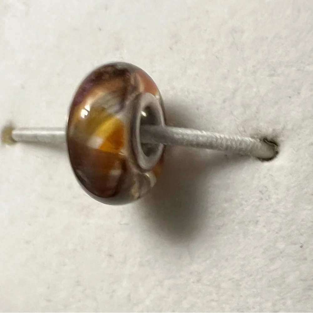 Chamilia Vivance Brown Plaid Murano Charm Bead EUC CHAMILIA .925 Core #247 - Picture 4 of 6